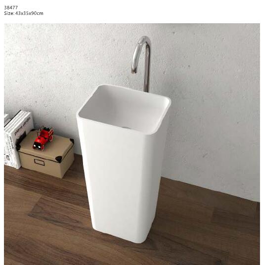 ڸ  ħ    ǽ ָ ǽ Ʈ  ũ Ŭ    ũ RS38477/Corian Bathroom Pedestal Wash Basin Freestanding Solid Surface Matt Hand Sink Cloak
